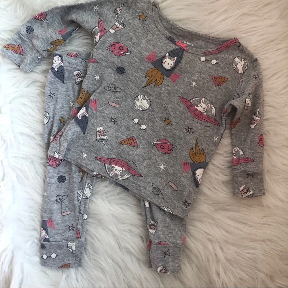 Carter’s 9M bunny/rabbit/spaceship pajamas for baby girl
